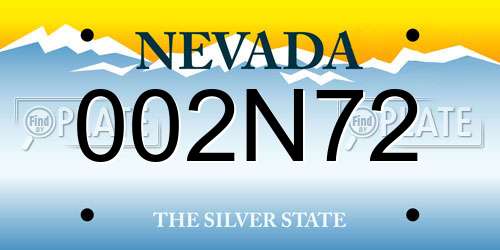 002N72 Nevada License Plate