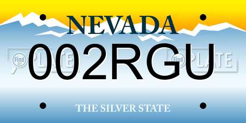 002RGU Nevada License Plate