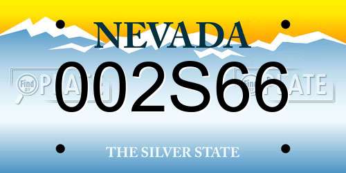 002S66 Nevada License Plate