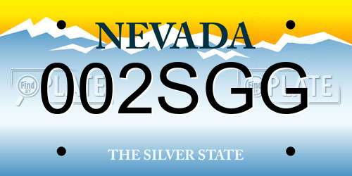 002SGG Nevada License Plate