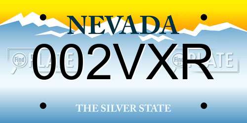 002VXR Nevada License Plate