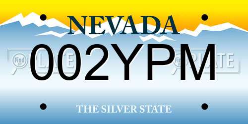 002YPM Nevada License Plate