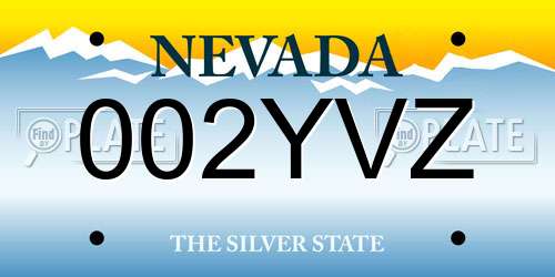 002YVZ Nevada License Plate