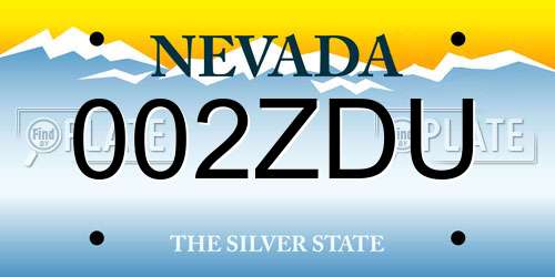 002ZDU Nevada License Plate