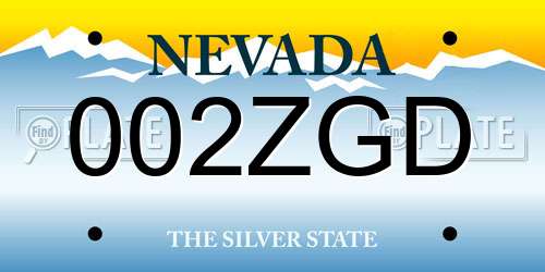 002ZGD Nevada License Plate