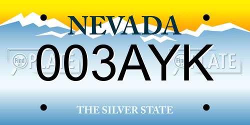003AYK Nevada License Plate