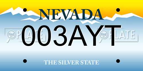 003AYT Nevada License Plate