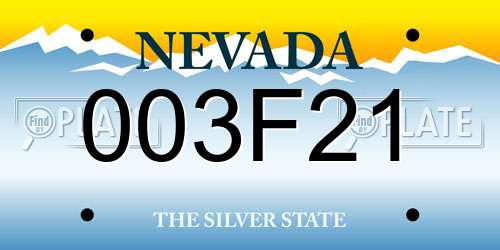 003F21 Nevada License Plate