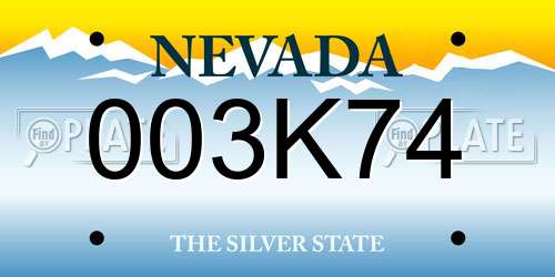 003K74 Nevada License Plate