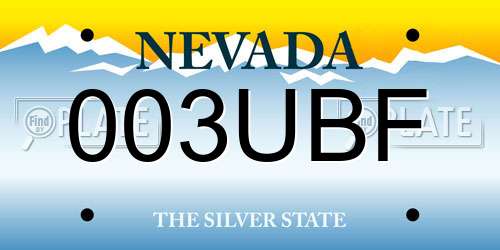 003UBF Nevada License Plate
