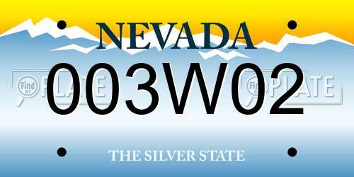 003W02 Nevada License Plate
