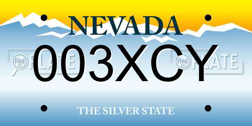 003XCY Nevada License Plate