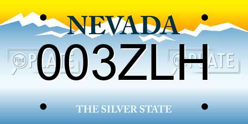 003ZLH Nevada License Plate