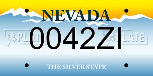 0042ZI Nevada License Plate