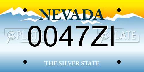 0047ZI Nevada License Plate