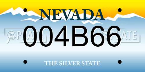 004B66 Nevada License Plate