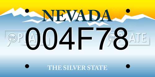 004F78 Nevada License Plate