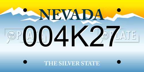 004K27 Nevada License Plate