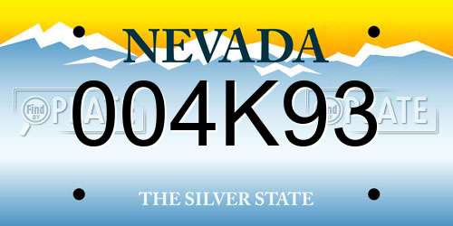 004K93 Nevada License Plate