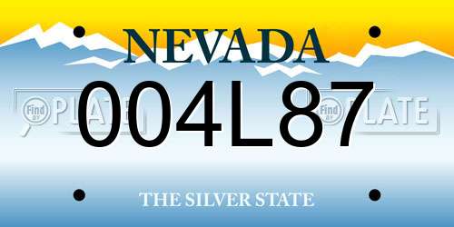 004L87 Nevada License Plate