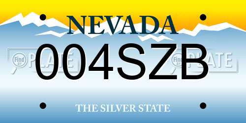 004SZB Nevada License Plate