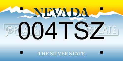 004TSZ Nevada License Plate