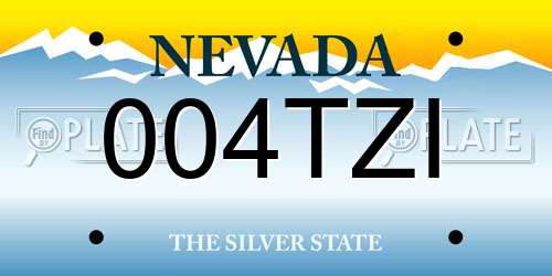 004TZI Nevada License Plate