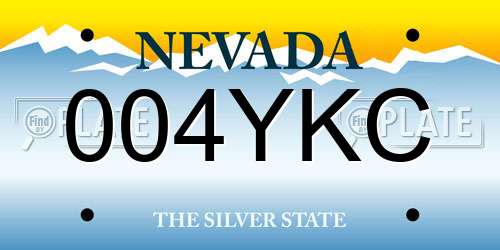 004YKC Nevada License Plate