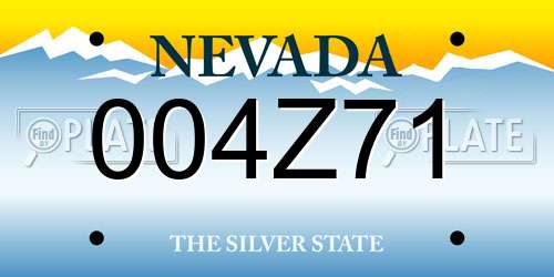 004Z71 Nevada License Plate