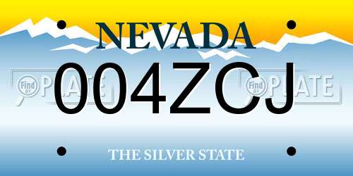 004ZCJ Nevada License Plate