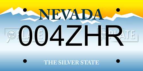 004ZHR Nevada License Plate