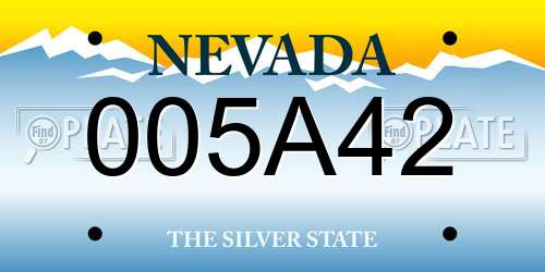 005A42 Nevada License Plate