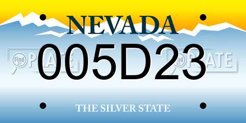 005D23 Nevada License Plate