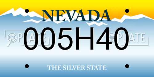 005H40 Nevada License Plate