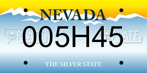 005H45 Nevada License Plate