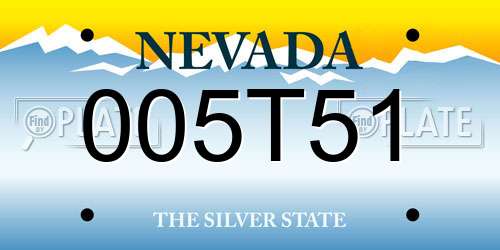 005T51 Nevada License Plate