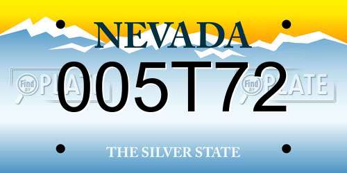 005T72 Nevada License Plate
