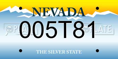 005T81 Nevada License Plate