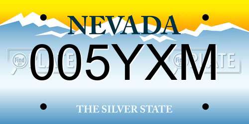005YXM Nevada License Plate