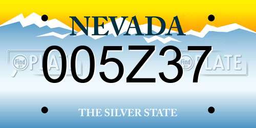 005Z37 Nevada License Plate