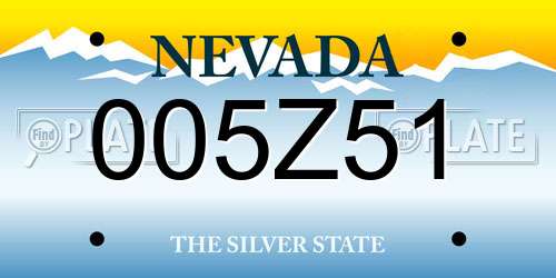 005Z51 Nevada License Plate