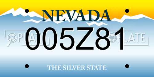 005Z81 Nevada License Plate