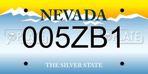 005ZB1 Nevada License Plate