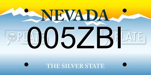 005ZBI Nevada License Plate