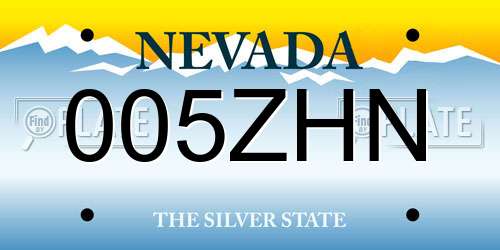 005ZHN Nevada License Plate