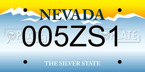 005ZS1 Nevada License Plate