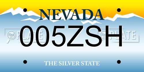 005ZSH Nevada License Plate