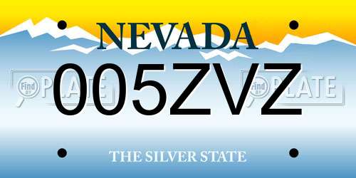005ZVZ Nevada License Plate