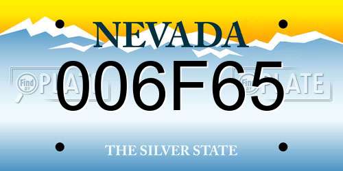 006F65 Nevada License Plate