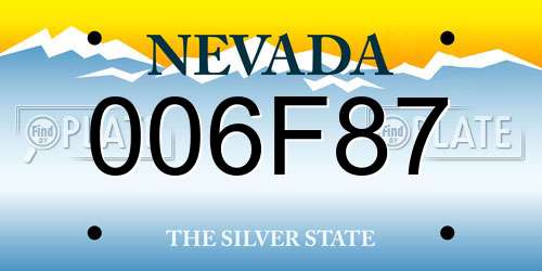 006F87 Nevada License Plate